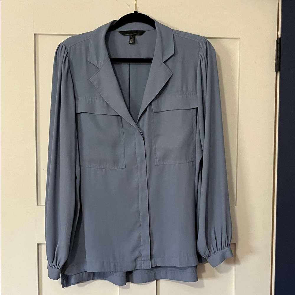 White House Black Market Slate Blue Blouse